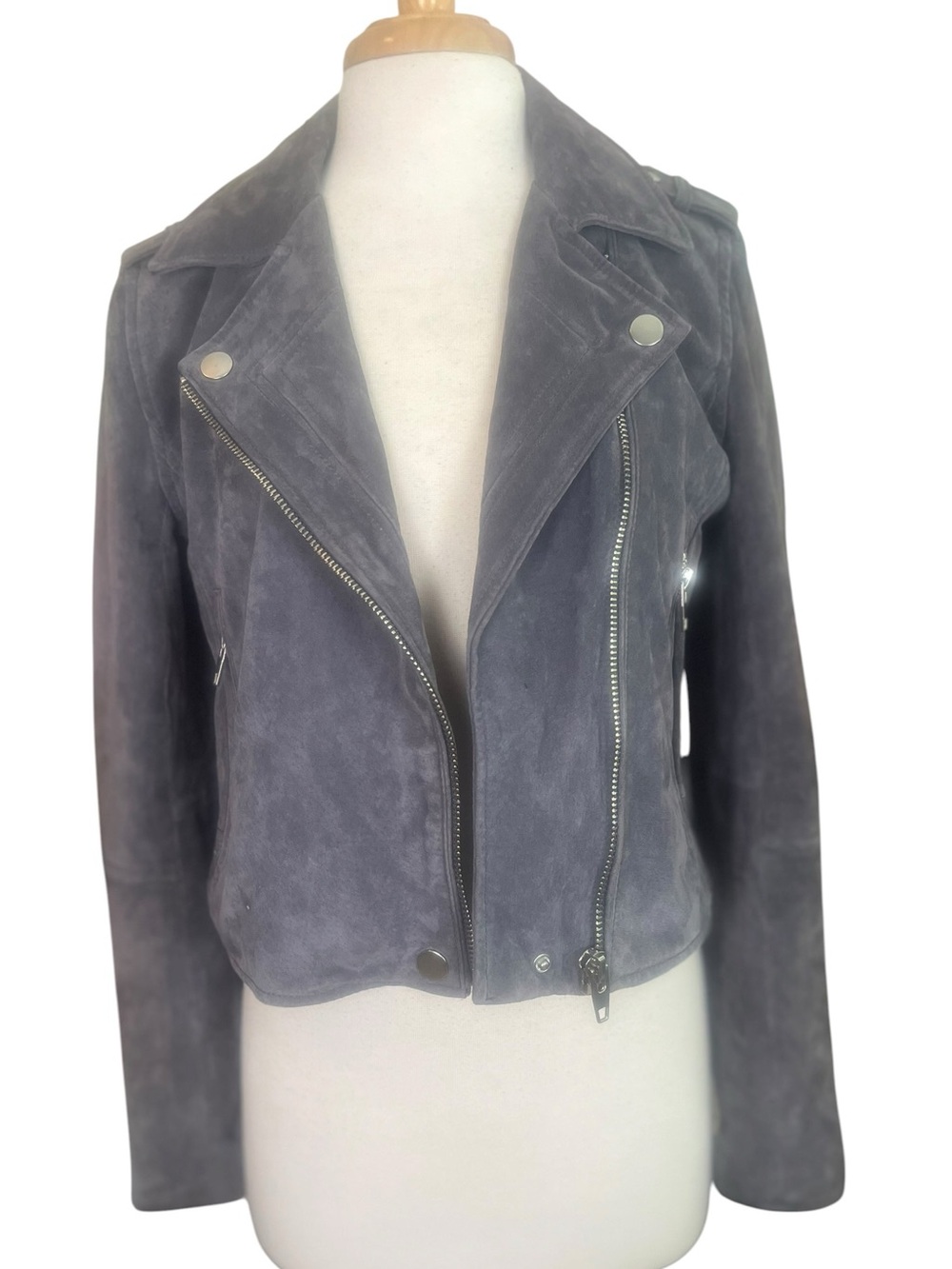 Suede Biker Jacket Womens Medium Cropped Streetwear Moto C&C California - Picture 4 of 13